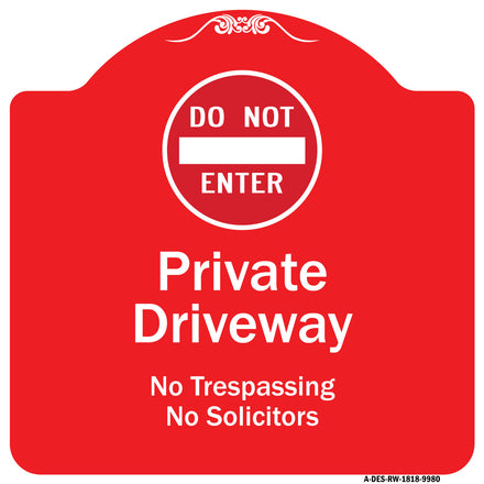 Do Not Enter Private Driveway No Trespassing Or Solicitors With Symbol