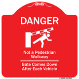 Danger Not A Pedestrian Walkway Gate Comes Down After Each Vehicle