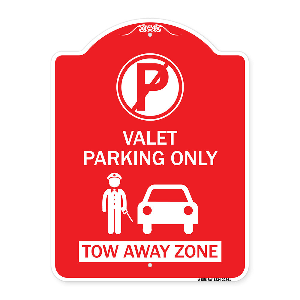 Valet Parking Only Tow Away Zone with Car Graphic