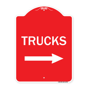 Trucks Sign Trucks (With Right Arrow)