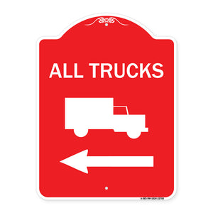 Trucks Sign All Trucks (With Truck Symbol & Left Arrow)