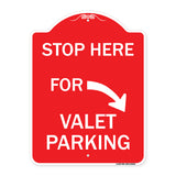 Stop Here for Valet Parking (Right Arrow)