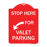 Stop Here for Valet Parking (Left Arrow)