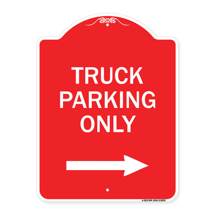 Reserved Parking Sign Truck Parking Only with Right Arrow