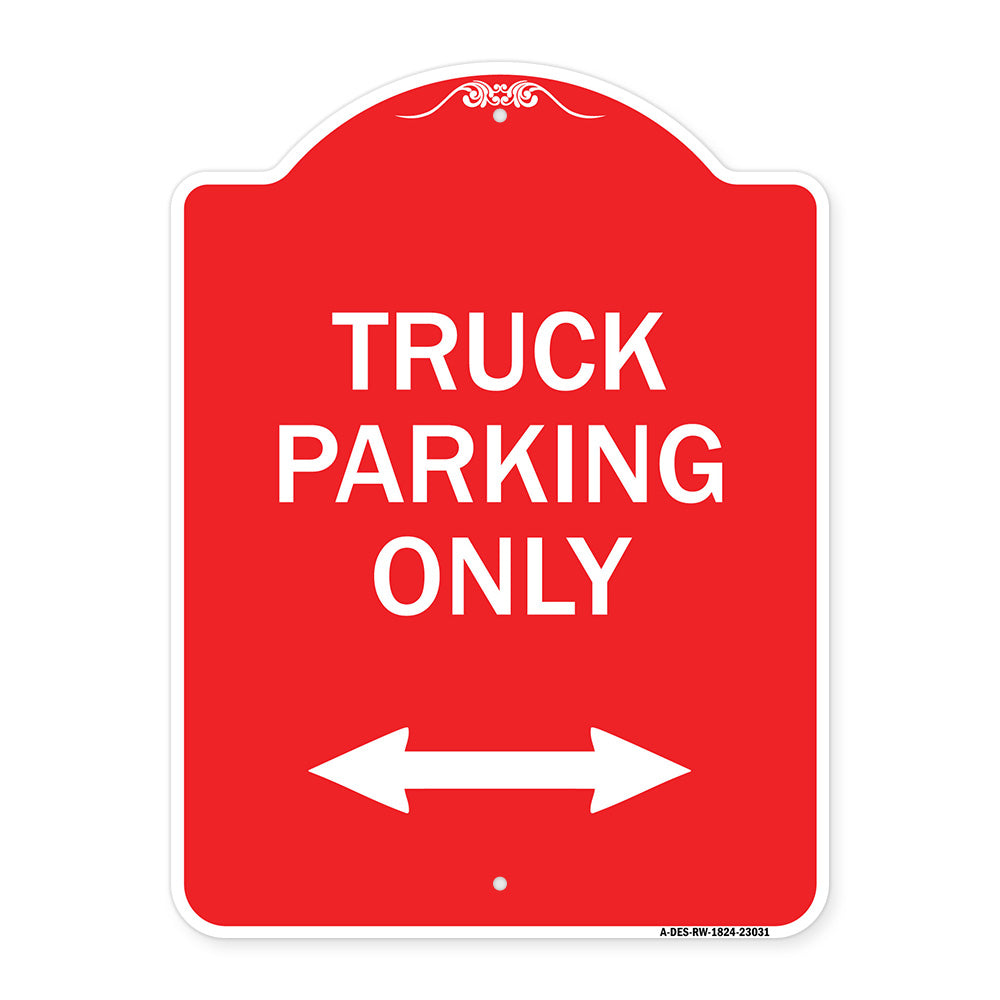 Reserved Parking Sign Truck Parking Only with Bidirectional Arrow