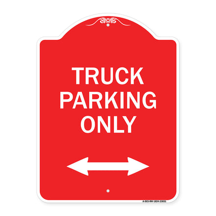 Reserved Parking Sign Truck Parking Only with Bidirectional Arrow