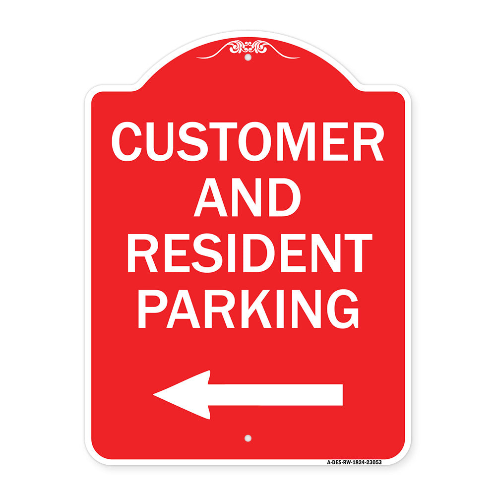 Reserved Parking Sign Customer and Visitor Parking (With Left Arrow)