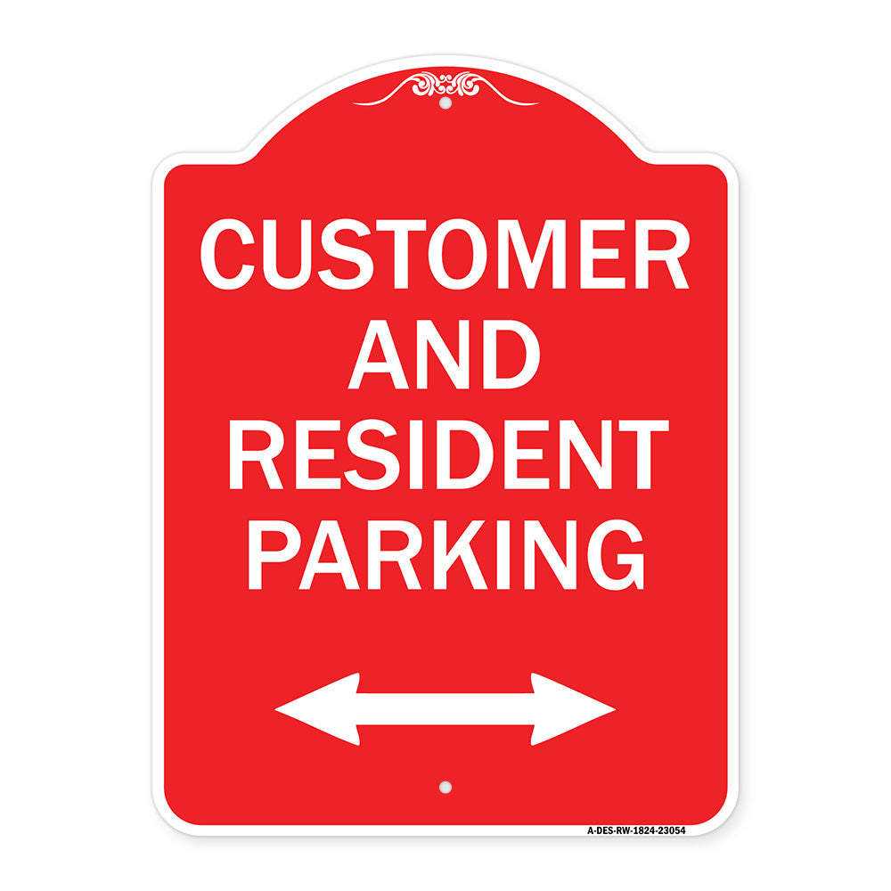 Reserved Parking Sign Customer and Visitor Parking (Bidirectional Arrow)