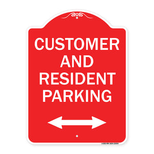 Reserved Parking Sign Customer and Visitor Parking (Bidirectional Arrow)