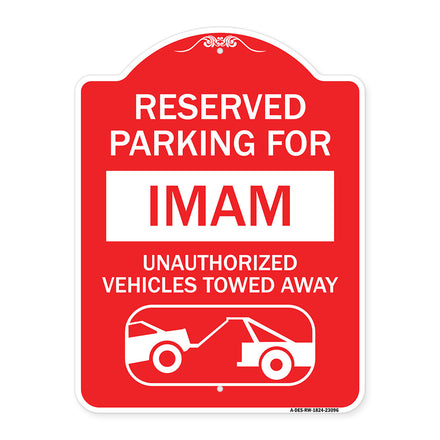 Reserved Parking for Imam Unauthorized Vehicles Towed Away (With Tow Away Graphic)