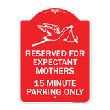 Reserved for Expectant Mothers 15 Minute Parking Only (With Stork & Baby Graphic)