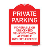 Private Parking Inoperable or Unlicensed Vehicles Towed at Vehicle Owner's Expense