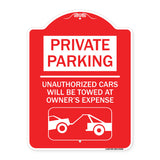 Private Parking - Unauthorized Cars Will Be Towed at Owner's Expense (With Car Towing Graphic)