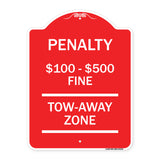 Penalty $100 - $500 Fine Tow Away Zone Virginia Handicap Supplementary Sign