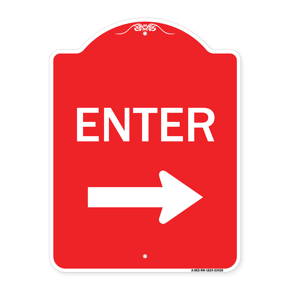 Parking Lot Sign Enter Sign (Right Arrow)