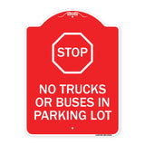 Parking Lot Rules Sign Stop - No Trucks or Buses in Parking Lot (With Stop Symbol)