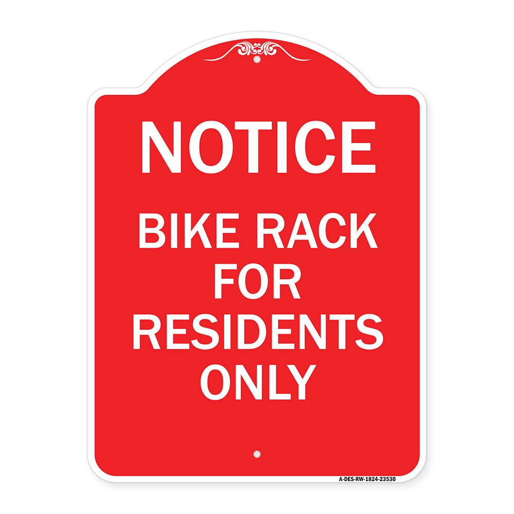 Notice Sign Bike Rack for Residents Only