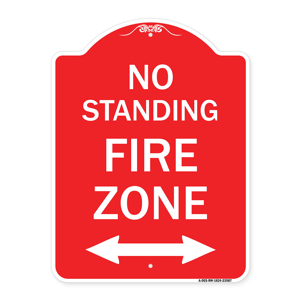 No Standing Fire Zone with Bidirectional Arrow