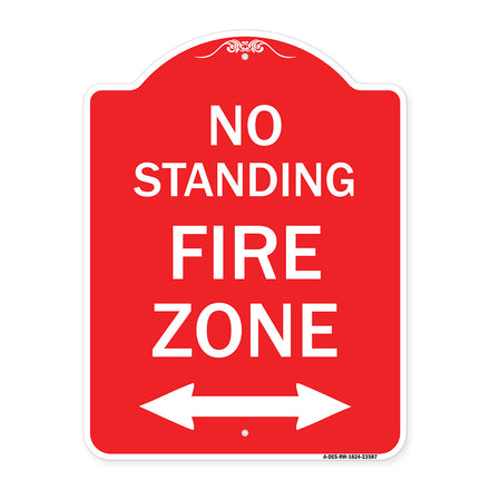 No Standing Fire Zone with Bidirectional Arrow