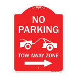 No Parking Tow-Away Zone with Right Arrow