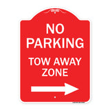 No Parking Tow Away Zone with Right Arrow