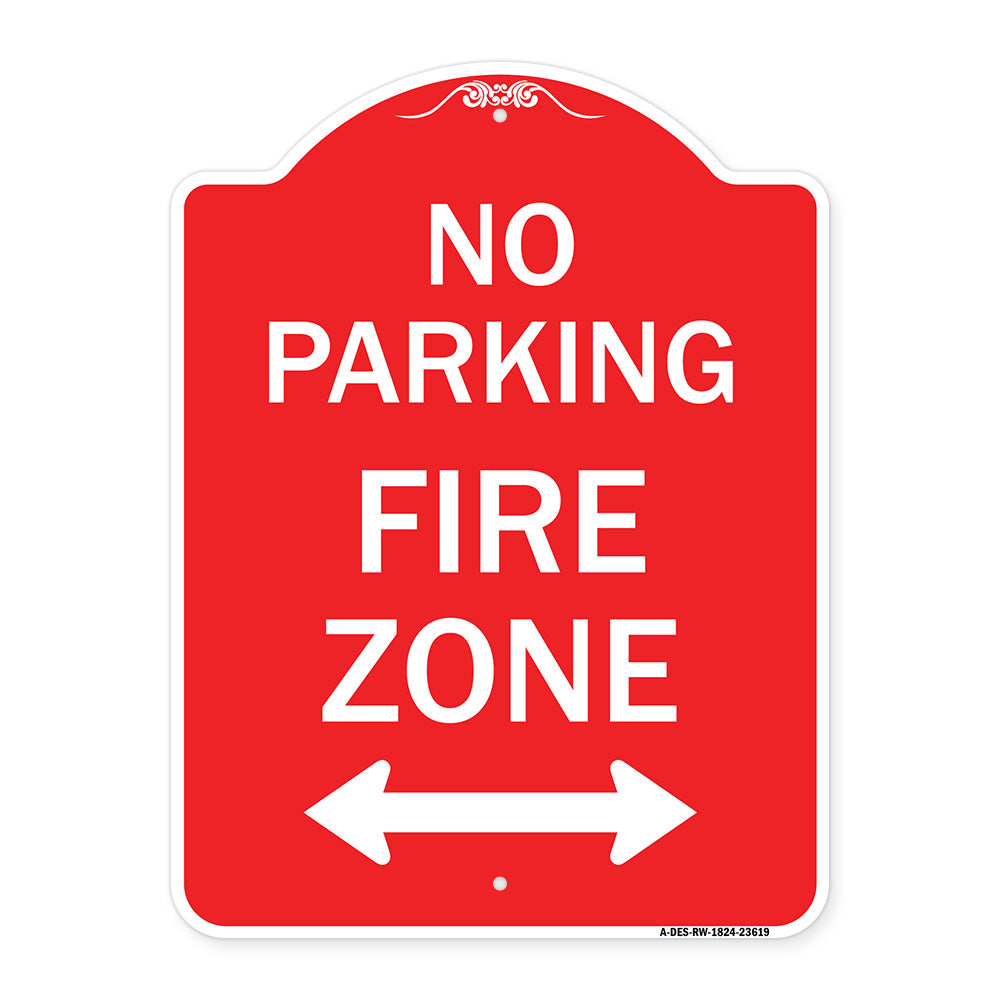 No Parking Fire Zone with Bidirectional Arrow