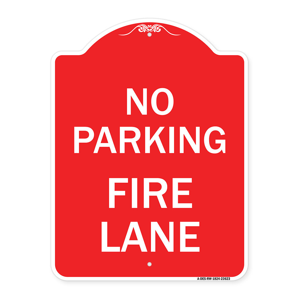 No Parking Fire Lane with Striped Border