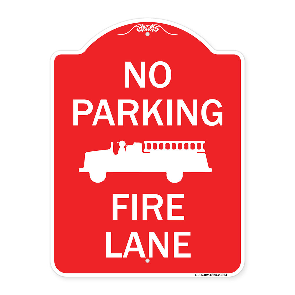 No Parking Fire Lane with Graphic