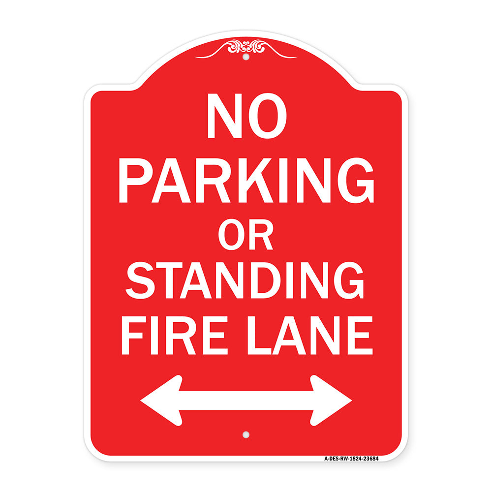 No Parking or Standing Fire Lane (With Bidirectional Arrow)