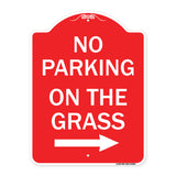 No Parking on the Grass with Right Arrow