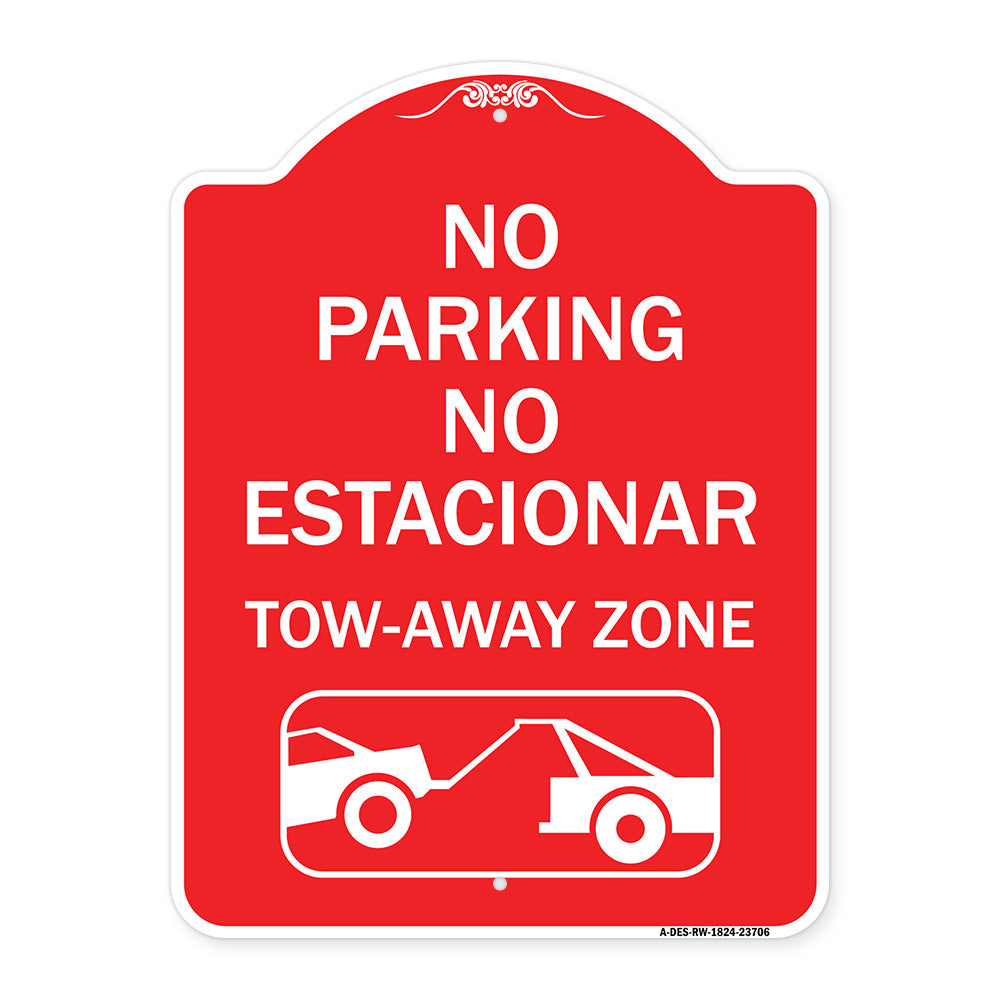 No Parking No Estacionar Tow Away Zone (With Graphic) Directional Arrow) Tacionamiento Zona De Cargamento