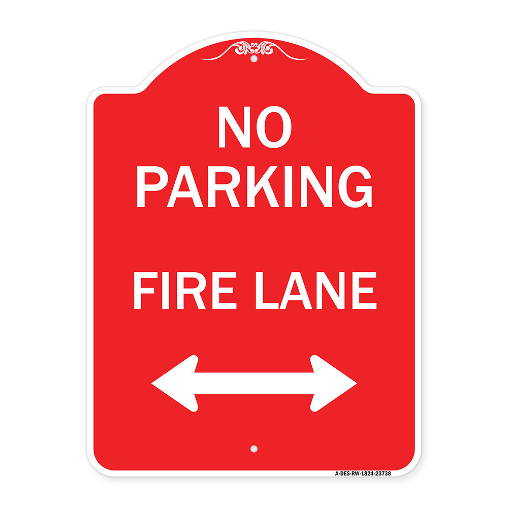 No Parking Fire Lane (With Bidirectional Arrow)