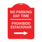 No Parking Anytime Prohibido Estacionar (With Right Arrow)