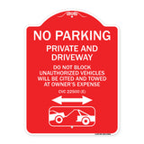 No Parking - Private and Active Driveway Do Not Block Unauthorized Vehicles Will Be Cited and Towed at Owner's Expense