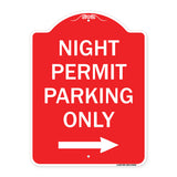 Night Permit Parking Only (With Right Arrow)