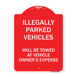 Illegally Parked Vehicles Will Be Towed at Owner's Expense Sign