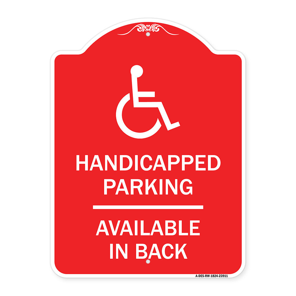 Handicapped Parking Available in Back with Graphic