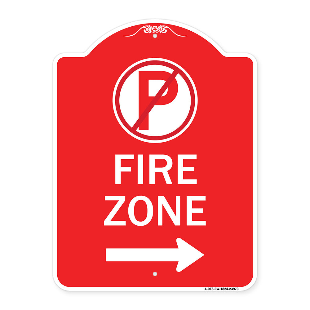 Fire Zone (No Parking Symbol and Right Arrow)