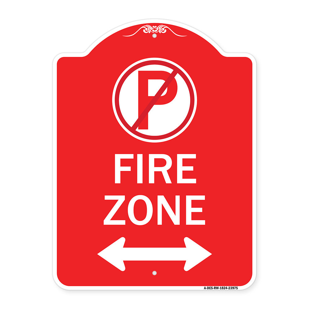 Fire Zone (No Parking Symbol and Arrow Pointing Left and Right)