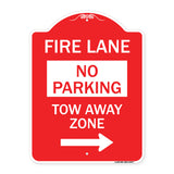 Fire Lane Tow-Away Zone with Right Arrow