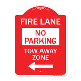 Fire Lane Tow-Away Zone with Left Arrow