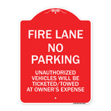 Fire Lane No Parking Unauthorized Vehicles Will Be Ticketed Towed at Owners Expense
