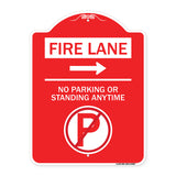 Fire Lane - No Parking or Standing Anytime (With No Parking Symbol and Right Arrow)