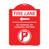 Fire Lane - No Parking or Standing Anytime (With No Parking Symbol and Left Arrow)