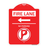 Fire Lane - No Parking (With No Parking Symbol and Left Arrow)