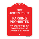 Fire Access Route Vehicles Will Be Towed Away at Owner Expense