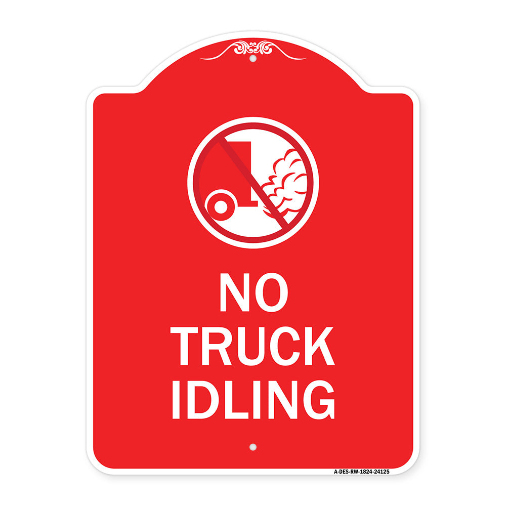 Driveway Sign No Truck Idling with Graphic