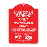 Customer Parking Only No Overnight Parking Unauthorized Vehicles Towed at Owner Expense with Graphic
