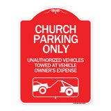 Church Parking Only - Unauthorized Vehicles Towed at Vehicle Owner's Expense (With Graphic)