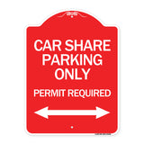Car Share Parking Only Permit Required with Bidirectional Arrow